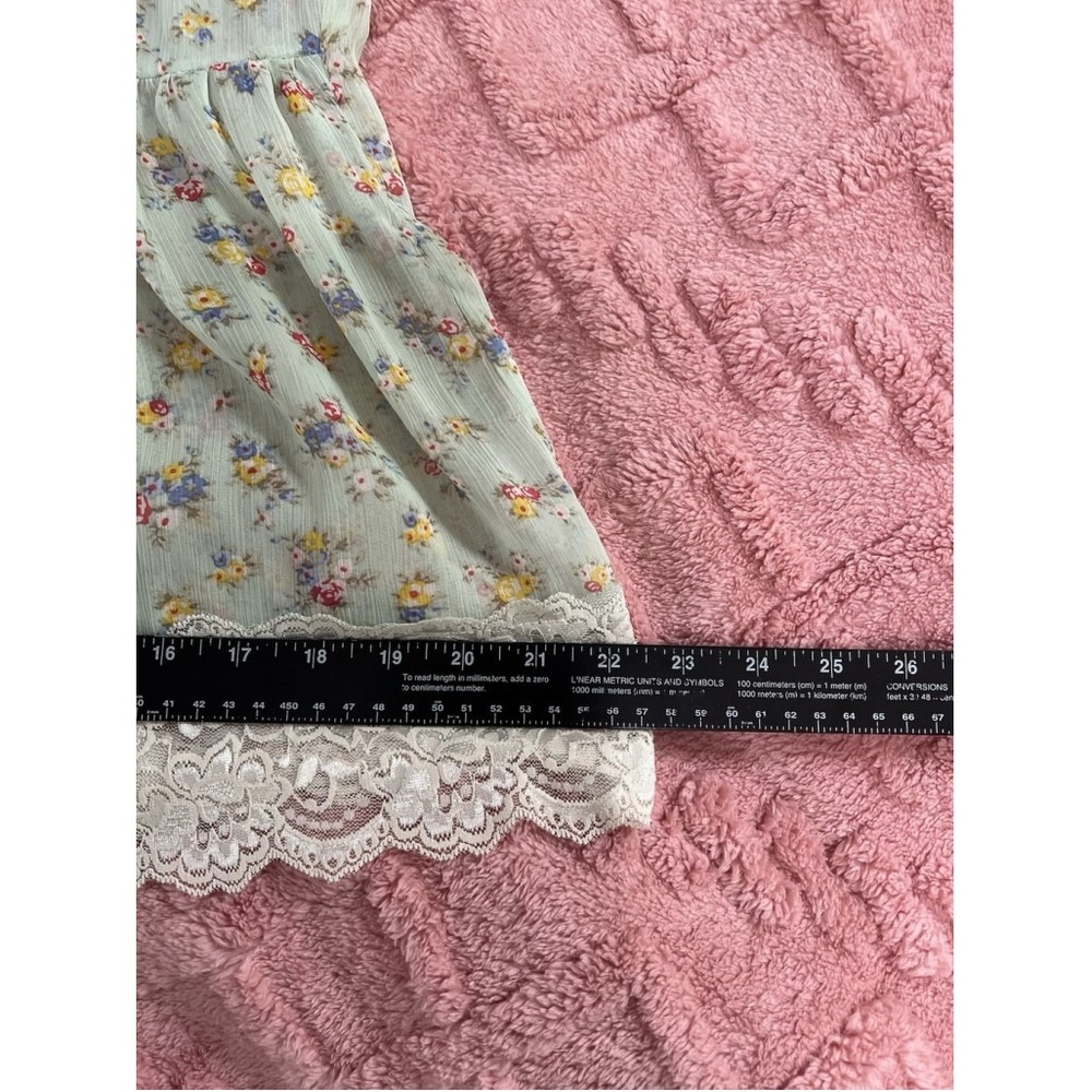 Living Doll Los Angeles Floral Lace Trim Camisole Top Sage Green Smocked Small - Picture 6 of 16